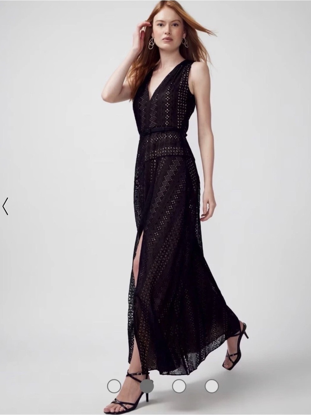 NWOT White House Black Market Eyelet Lace Maxi Dress with Slit Size 10